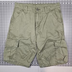 Levis Cargo Shorts 32x11 Olive Green Baggy Loose Y2K 90s Streetwear Skater Long